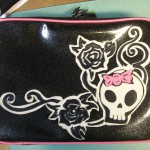 Black sparkly skully and rose laptop bag for Dottie hazard.