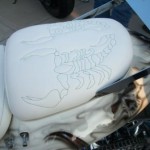 custom hyabusa seat redo. 4 scorpions stitched into the seats.
