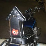 Custom backrest for my 1978 kawasaki kz650. Red owl sewn on the back!