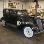 1934 oldmobile 4 door entire interior redo. Mohair fabric. Vinyl top.Thanks Dale!!!
