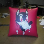 Big bad wolf pillow in red