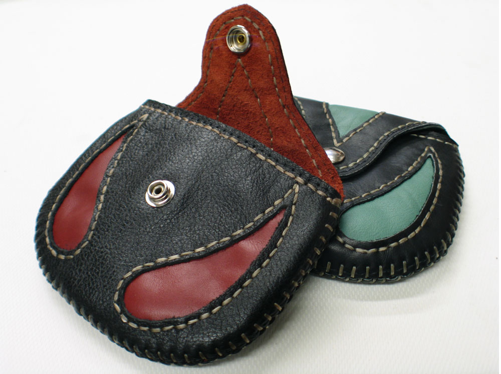 Hand sewn leather coin purse