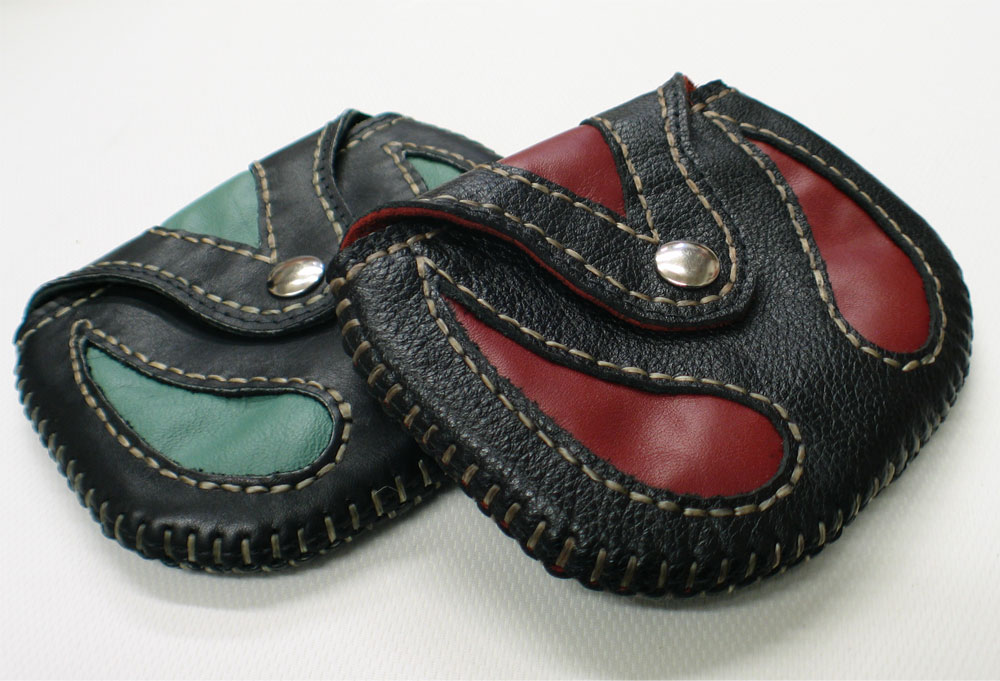 Hand sewn leather coin purse